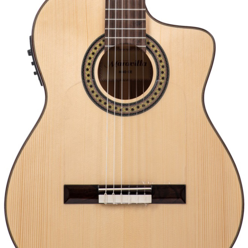 Maravilla M40-CE Negra, Fichte massiv / Palisander, Flamencogitarre, Cutaway, Tonabnehmer